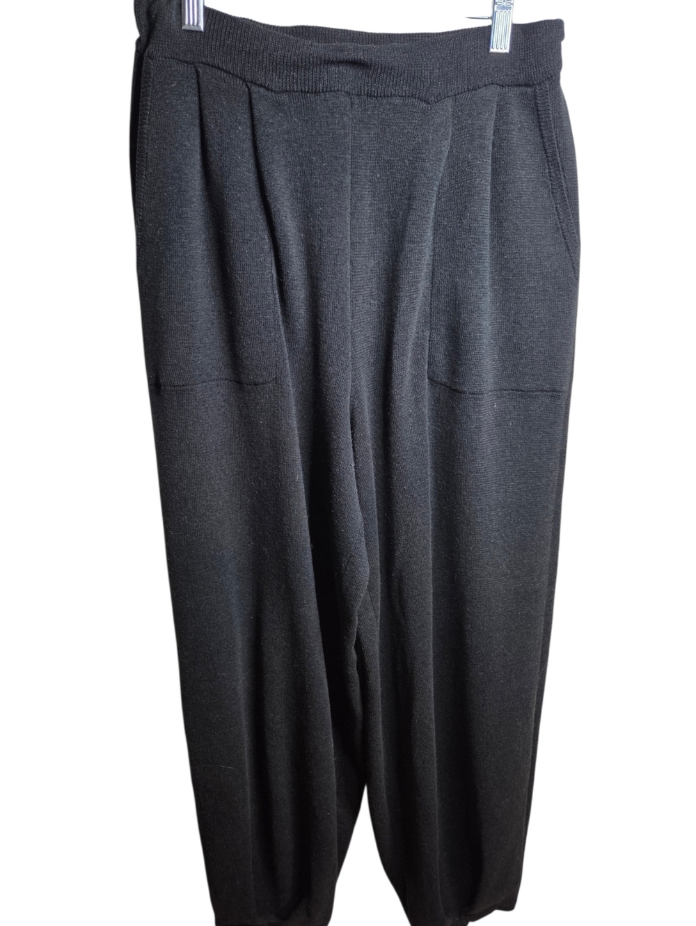 Free People FP Beach Freya Black Knit Pants Linen Blend Balloon Size L